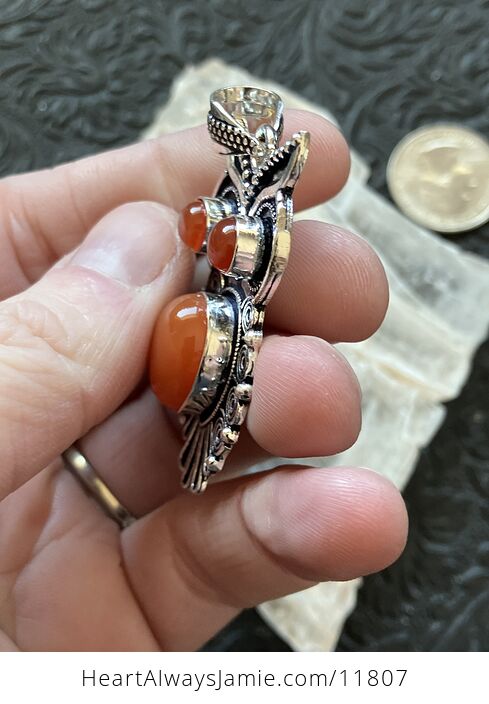 Owl Carnelian Crystal Gemstone Stone Jewelry Pendant - #NaZjLs9P2CM-3