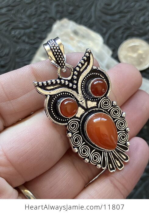 Owl Carnelian Crystal Gemstone Stone Jewelry Pendant - #NaZjLs9P2CM-2