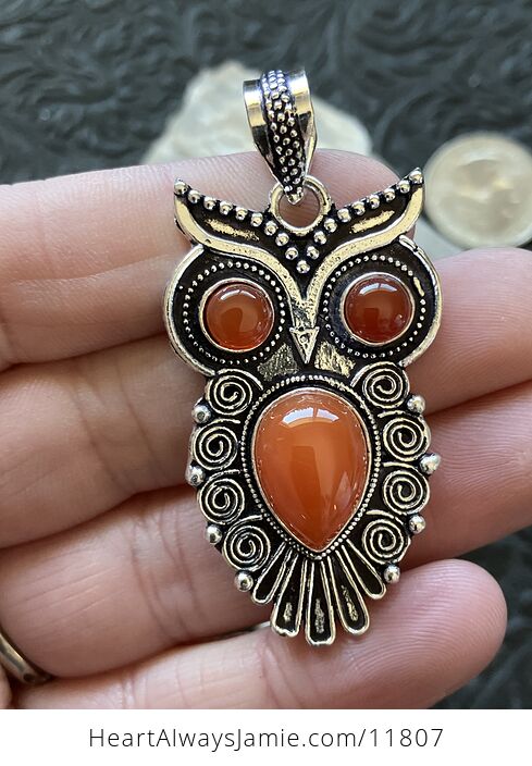 Owl Carnelian Crystal Gemstone Stone Jewelry Pendant - #NaZjLs9P2CM-1