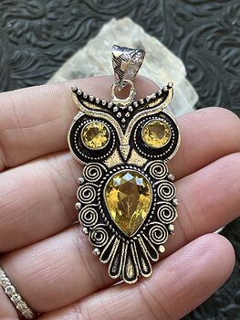 Owl Citrine Crystal Gemstone Stone Jewelry Pendant #AxwfY2tdJqo
