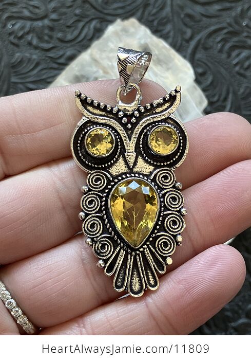 Owl Citrine Crystal Gemstone Stone Jewelry Pendant - #AxwfY2tdJqo-1