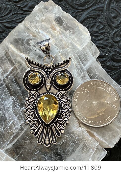 Owl Citrine Crystal Gemstone Stone Jewelry Pendant - #AxwfY2tdJqo-6
