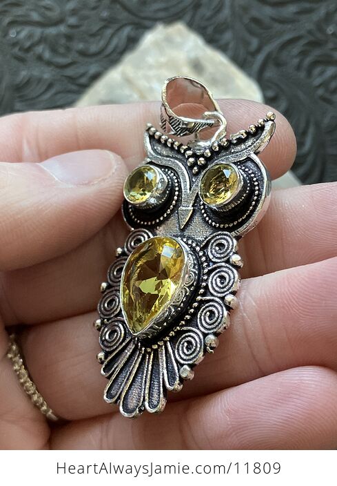 Owl Citrine Crystal Gemstone Stone Jewelry Pendant - #AxwfY2tdJqo-3