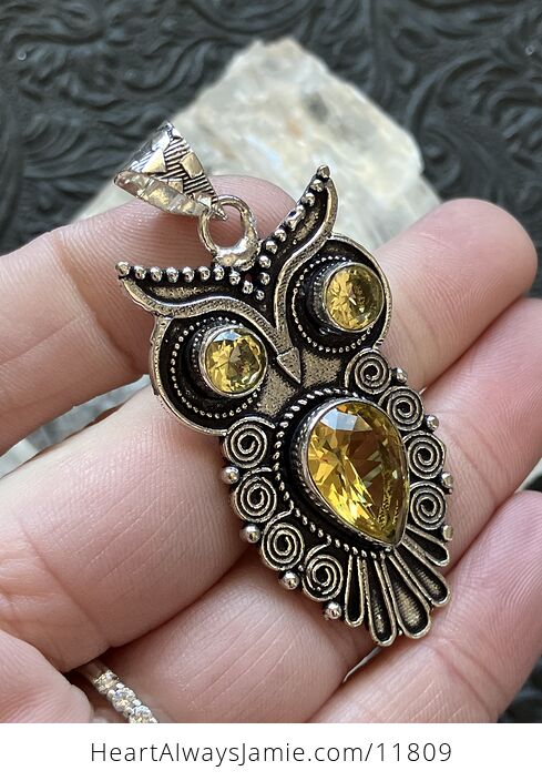 Owl Citrine Crystal Gemstone Stone Jewelry Pendant - #AxwfY2tdJqo-2