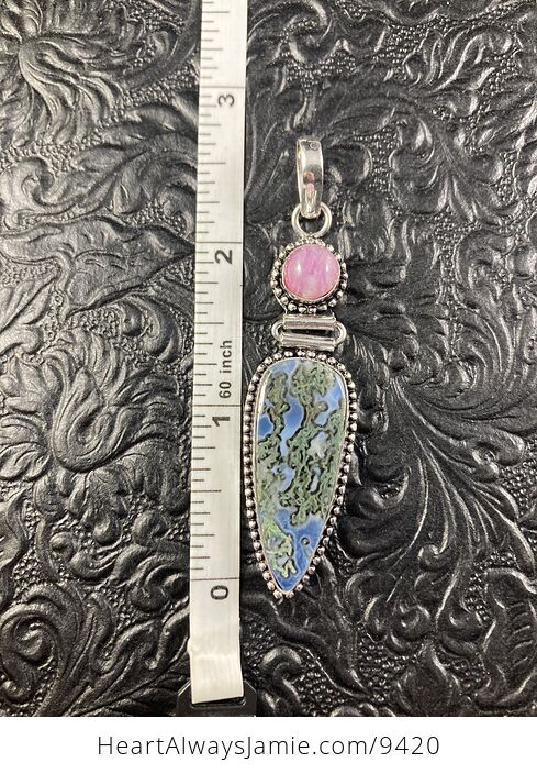 Owyhee Oregon Blue Opal and Moonstone Crystal Stone Jewelry Pendant - #TMSfXxLXiZ0-1