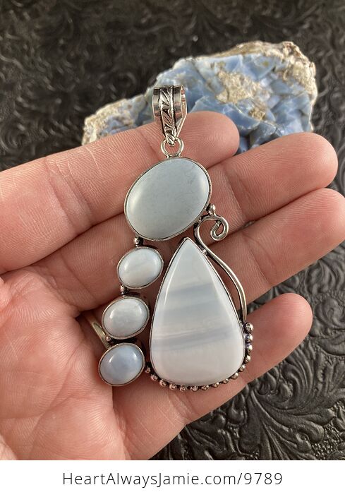 Owyhee Oregon Blue Opal Crystal Stone Jewelry Pendant - #GnQDZWGPsJM-4
