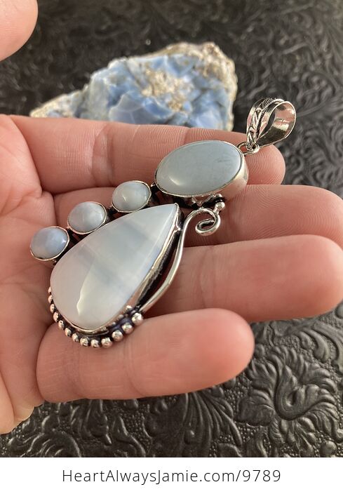 Owyhee Oregon Blue Opal Crystal Stone Jewelry Pendant - #GnQDZWGPsJM-6