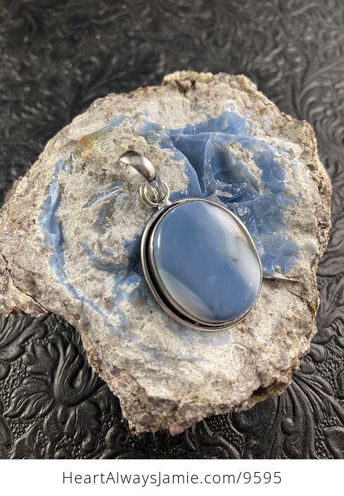 Owyhee Oregon Blue Opal Crystal Stone Jewelry Pendant - #KRqGrLFU7K8-3