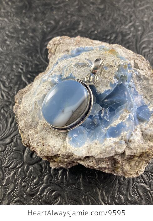 Owyhee Oregon Blue Opal Crystal Stone Jewelry Pendant - #KRqGrLFU7K8-2
