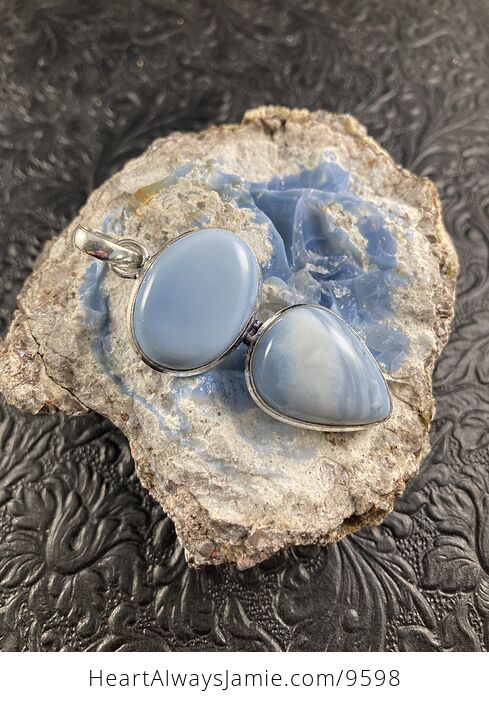 Owyhee Oregon Blue Opal Crystal Stone Jewelry Pendant - #fPwEErCSb6s-4