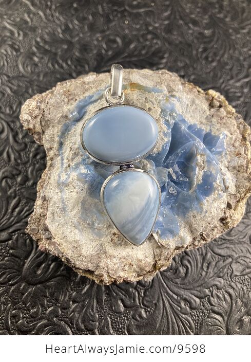 Owyhee Oregon Blue Opal Crystal Stone Jewelry Pendant - #fPwEErCSb6s-5