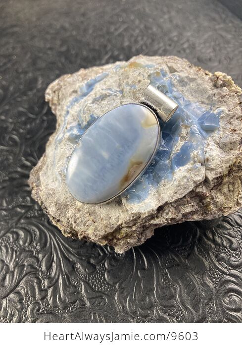 Owyhee Oregon Blue Opal Crystal Stone Jewelry Pendant - #vO6VtOpOCas-2