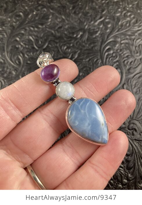 Owyhee Oregon Blue Opal Stone Crystal Jewelry Pendant - #3rN2JZ78yDk-2