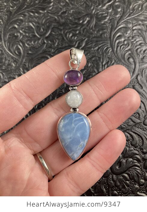 Owyhee Oregon Blue Opal Stone Crystal Jewelry Pendant - #3rN2JZ78yDk-1