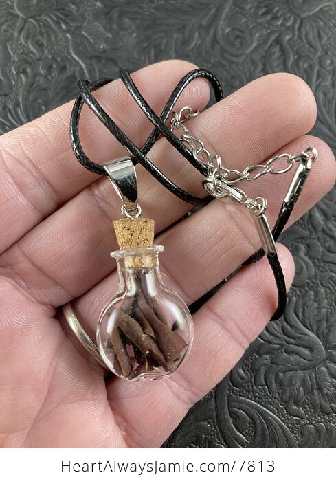 Pacific Madrone Arbutus Menziesii Bark in Glass with Cork Stopper Oregon Jewelry Pendant - #a8YhBFn5qUs-1