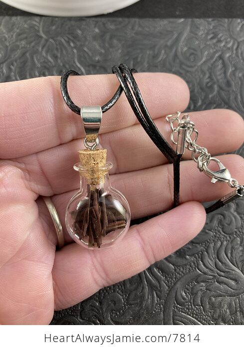 Pacific Madrone Arbutus Menziesii Bark Scrolls in Glass with Cork Stopper Oregon Jewelry Pendant - #bdejzSLbgPY-1