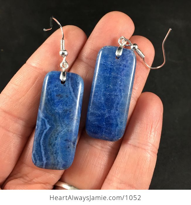 Pair of Earrings Made of Blue Rhodochrosite Stone with 925 Sterling Silver Hooks - #GdPYm1OcvvM-2
