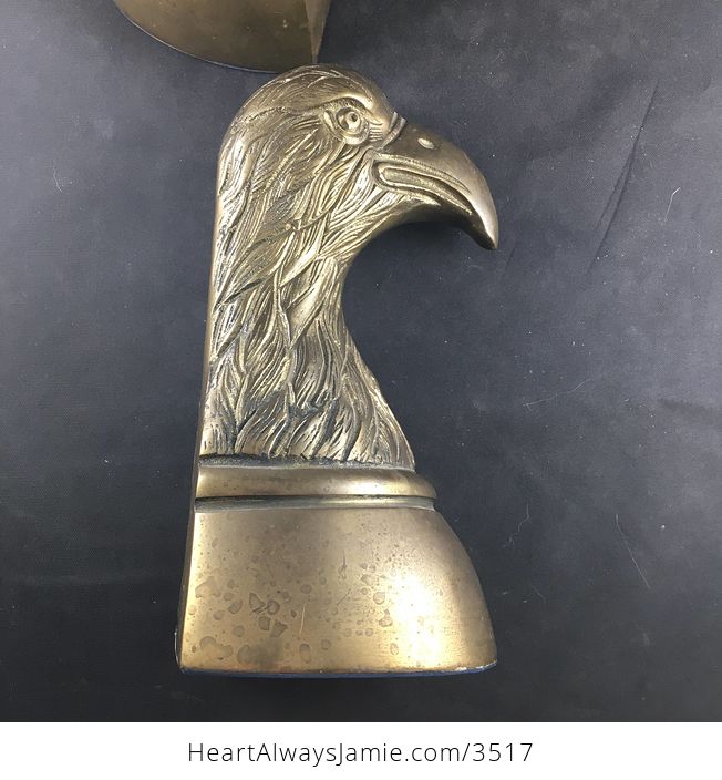 Pair of Vintage Brass Eagle Head Bookends - #camcizJHUqU-2