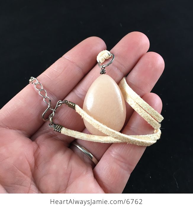 Peach Jade Stone Jewelry Pendant Necklace - #AA7hXjfa28M-4
