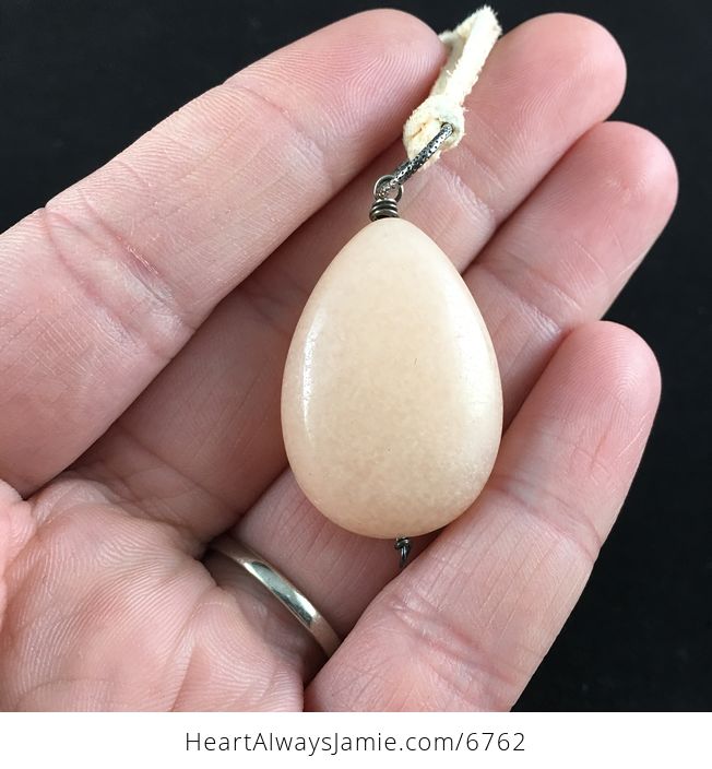Peach Jade Stone Jewelry Pendant Necklace - #AA7hXjfa28M-3