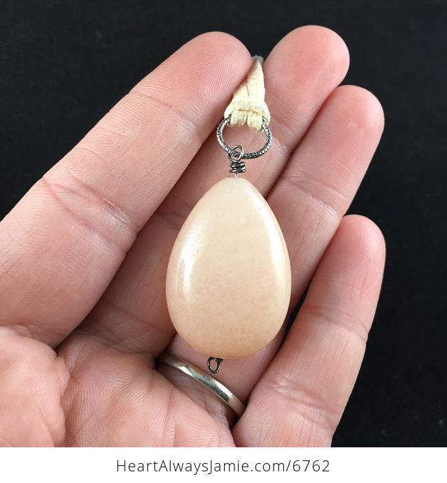 Peach Jade Stone Jewelry Pendant Necklace - #AA7hXjfa28M-1