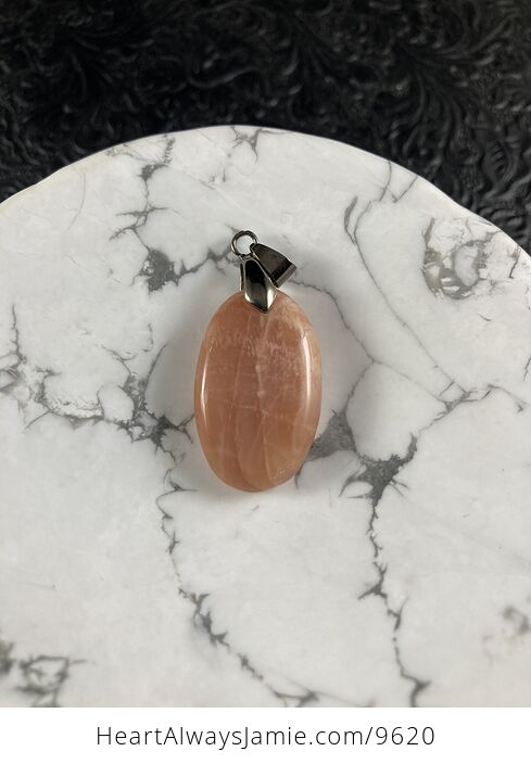 Peach Moonstone and Hematite Black Crystal Stone Jewelry Pendant - #1kuBLVcK7Wg-3