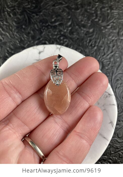 Peach Moonstone Crystal Stone Jewelry Pendant - #LtnP6ROGvdc-3