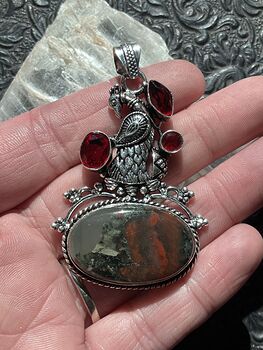 Peacock Garnet and African Bloodstone Pendant Crystal Jewelry #h2gH2IT5uWQ