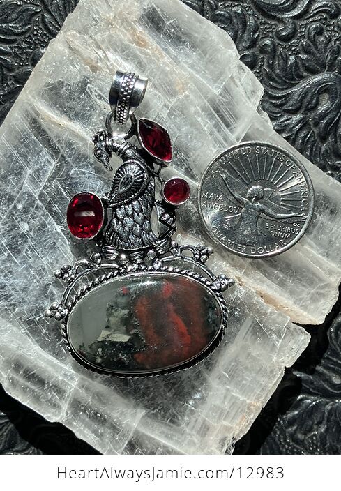 Peacock Garnet and African Bloodstone Pendant Crystal Jewelry - #h2gH2IT5uWQ-6