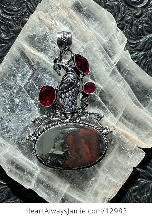 Peacock Garnet and African Bloodstone Pendant Crystal Jewelry - #h2gH2IT5uWQ-5