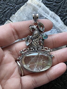 Peacock Topaz and Golden Rutile Stone Pendant Crystal Jewelry #UrAxWzWs9is