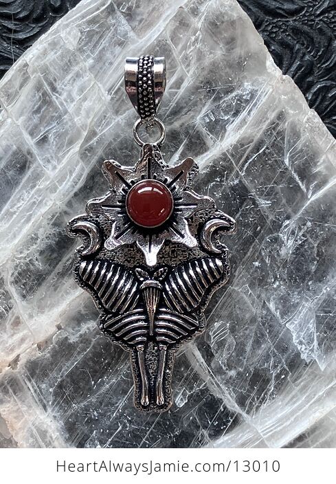 Pending Carnelian Flower Luna Moth Sun Crescent Moon Lunar Mystic Stone Jewelry Crystal Pendant - #su7iwyVBGo8-5