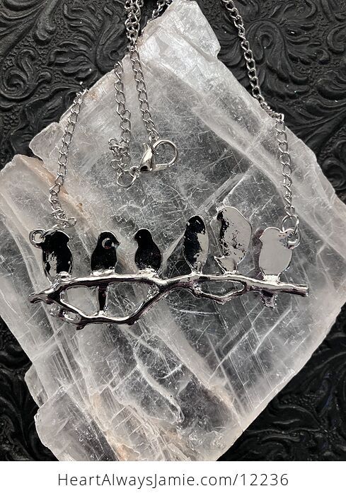 Perched Colorful Birds on a Branch Pendant Necklace Jewelry - #EmORBPlq0ng-3