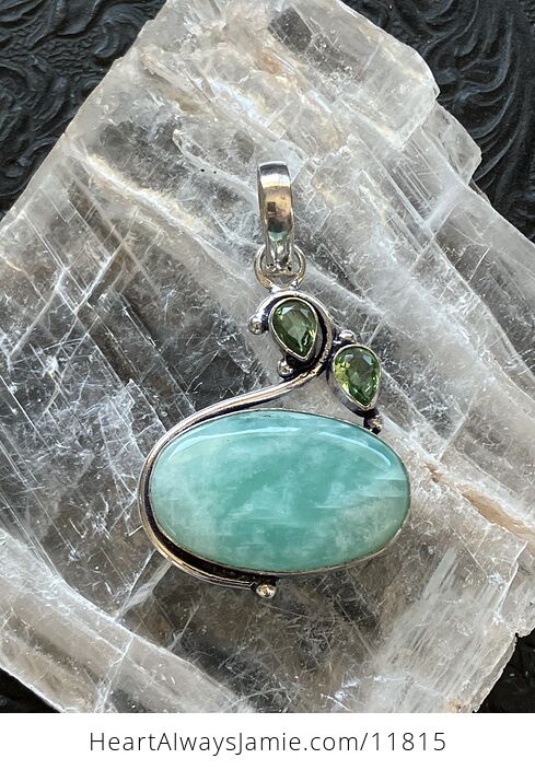 Peridot and Amazonite Crystal Gemstone Jewelry Pendant - #8RjEDMv8l8g-6
