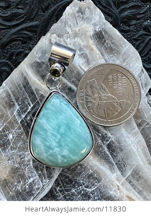 Peridot and Amazonite Crystal Gemstone Jewelry Pendant - #wG4oWYiMdsE-3