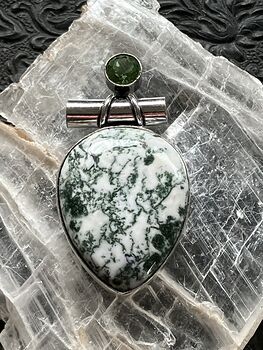 Peridot and Moss Tree Agate Stone Jewelry Crystal Pendant #UO2YsifrxUk