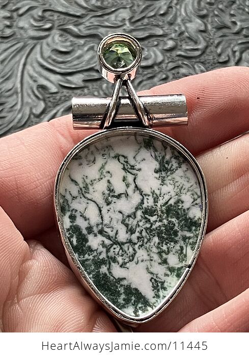 Peridot and Moss Tree Agate Stone Jewelry Crystal Pendant - #UO2YsifrxUk-5