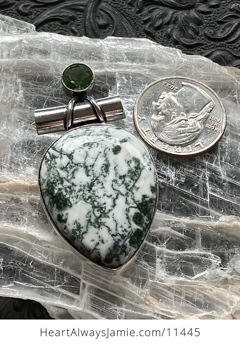 Peridot and Moss Tree Agate Stone Jewelry Crystal Pendant - #UO2YsifrxUk-7