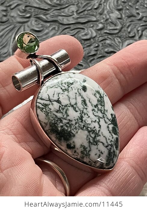 Peridot and Moss Tree Agate Stone Jewelry Crystal Pendant - #UO2YsifrxUk-3