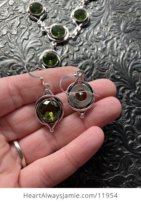 Peridot Stone Crystal Celtic Wiccan Witchy Knot Link Necklace and Earring Jewelry Set - #CYJqSPX8yyQ-6