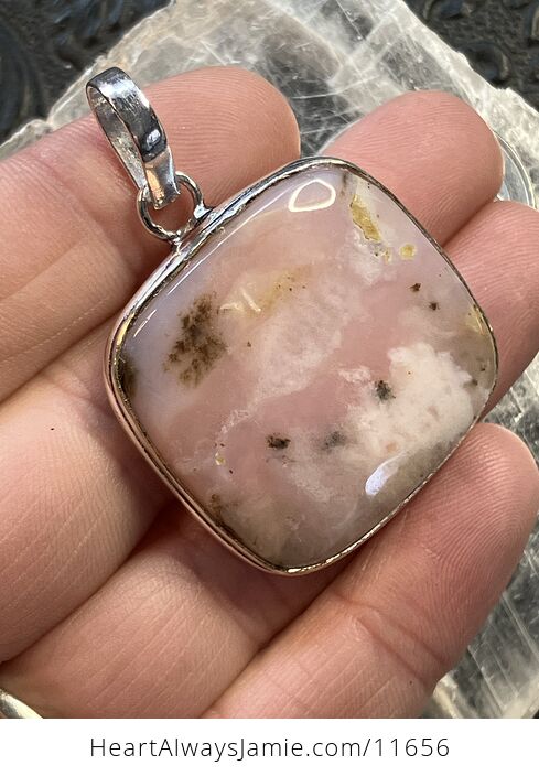 Peruvian Pink Dendritic Opal Crystal Stone Jewelry Pendant - #ko2KyYLBLxU-3