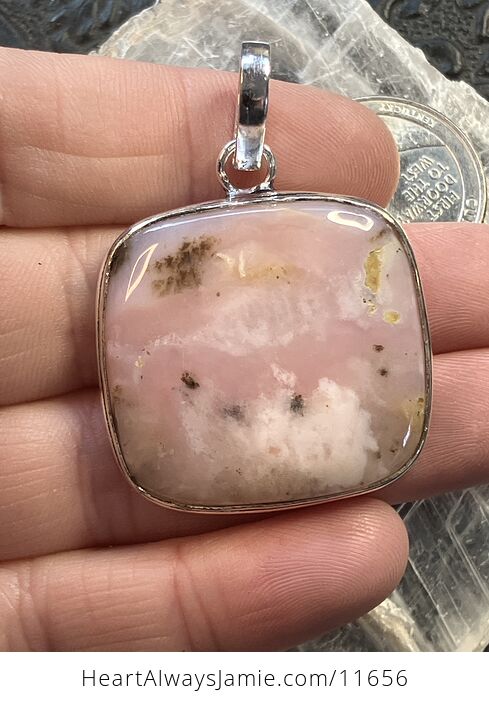 Peruvian Pink Dendritic Opal Crystal Stone Jewelry Pendant - #ko2KyYLBLxU-2