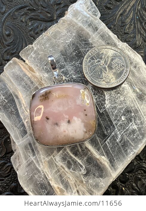 Peruvian Pink Dendritic Opal Crystal Stone Jewelry Pendant - #ko2KyYLBLxU-7