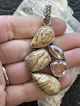 Picture Jasper and Pink Stone Crystal Jewelry Pendant #7MexbCf4vkE