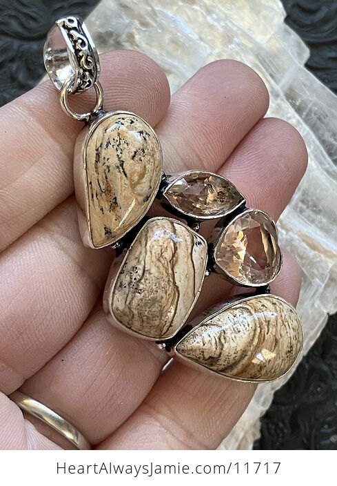 Picture Jasper and Pink Stone Crystal Jewelry Pendant - #7MexbCf4vkE-4