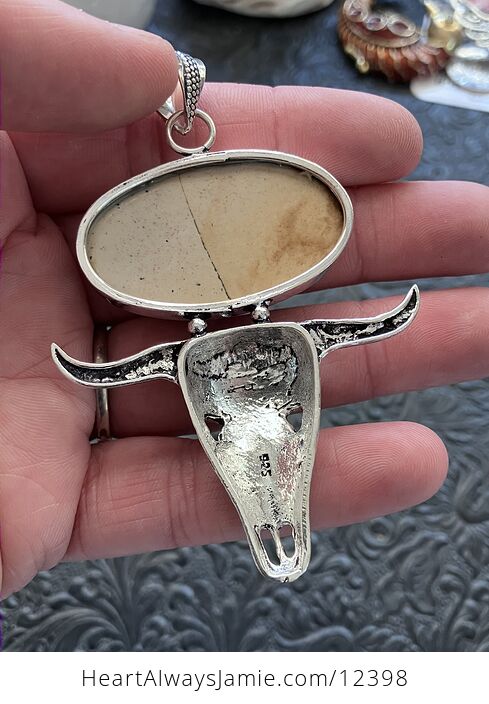 Picture Jasper Cow Skull Crystal Stone Jewelry Pendant - #Ip6aLgnmTxo-4