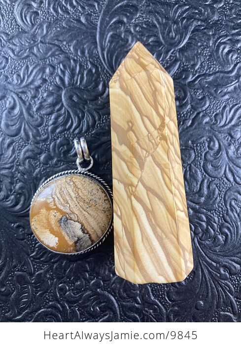 Picture Jasper Crystal Stone Jewelry Pendant and Tower Gift Set - #SsD7eqThX44-6