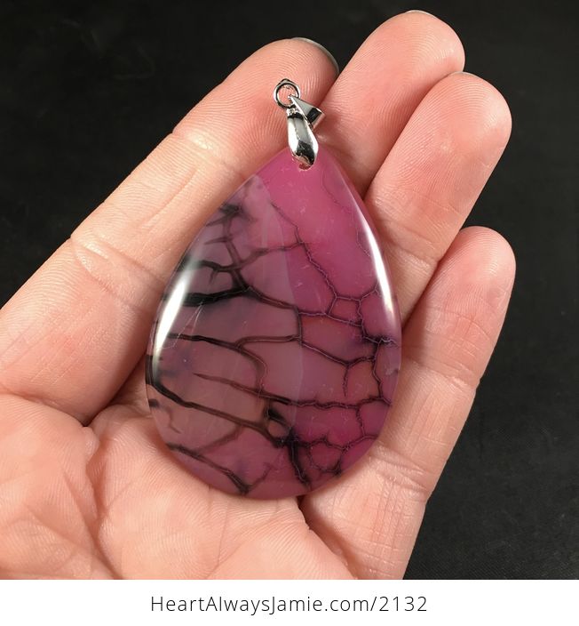 Pink and Black Dragon Veins Stone Pendant - #nvIndzi5Ib4-1