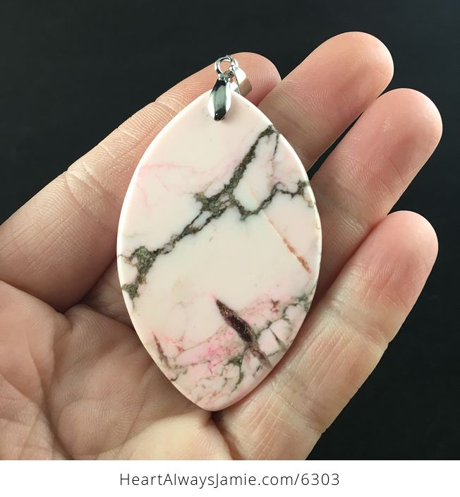 Pink and Brown Synthetic Turquoise Stone Jewelry Pendant - #Ai3mYTVLf6A-6