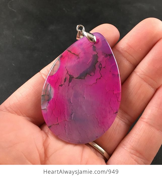 Pink and Green Dragon Veins Stone Agate Pendant Necklace - #irxCcyHFvKg-2